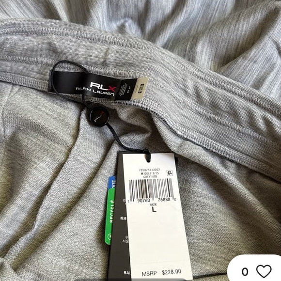 RLX Ralph Lauren Wool blend French Terry Jogger Gray Sweatpants. - Picture 5 of 11